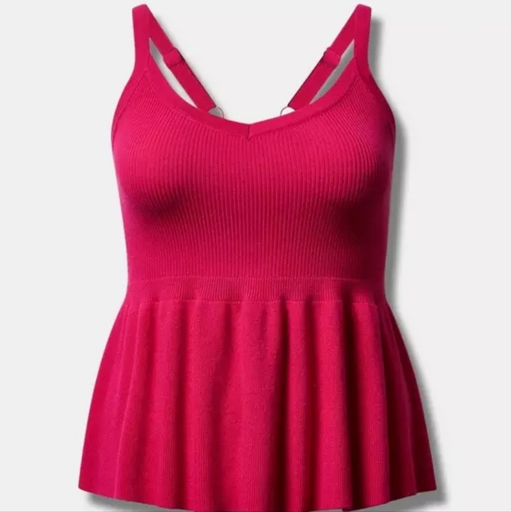Torrid Pink NWOT Ribbed Pullover Peplum Tank 0X